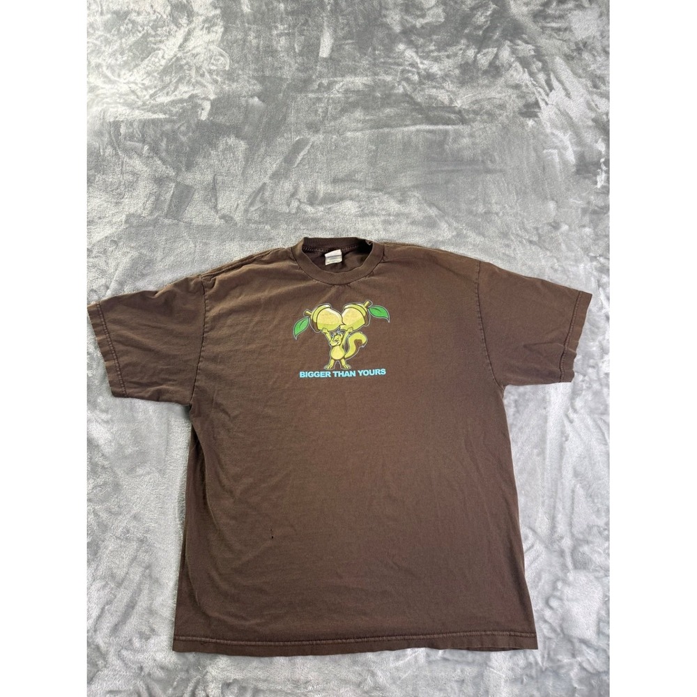 Vintage Alstyle Bigger Than Yours Squirrel Graphic T-Shirt Men XL Brown Y2K